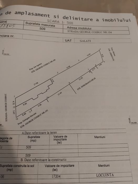 Vând casă paiantă și teren 509mp G. Coșbuc