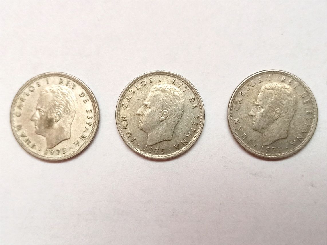 Lot 3 monede 5 pesetas 1975