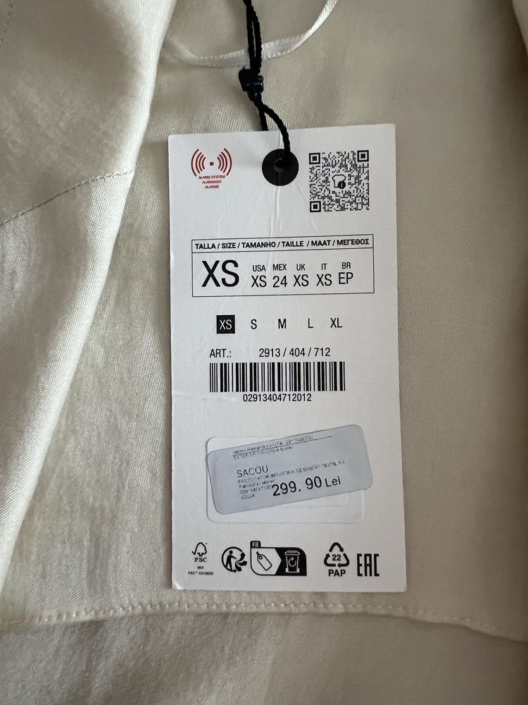 Compleu nou  Zara, sacou-pantaloni, de vara , lyocell, XS