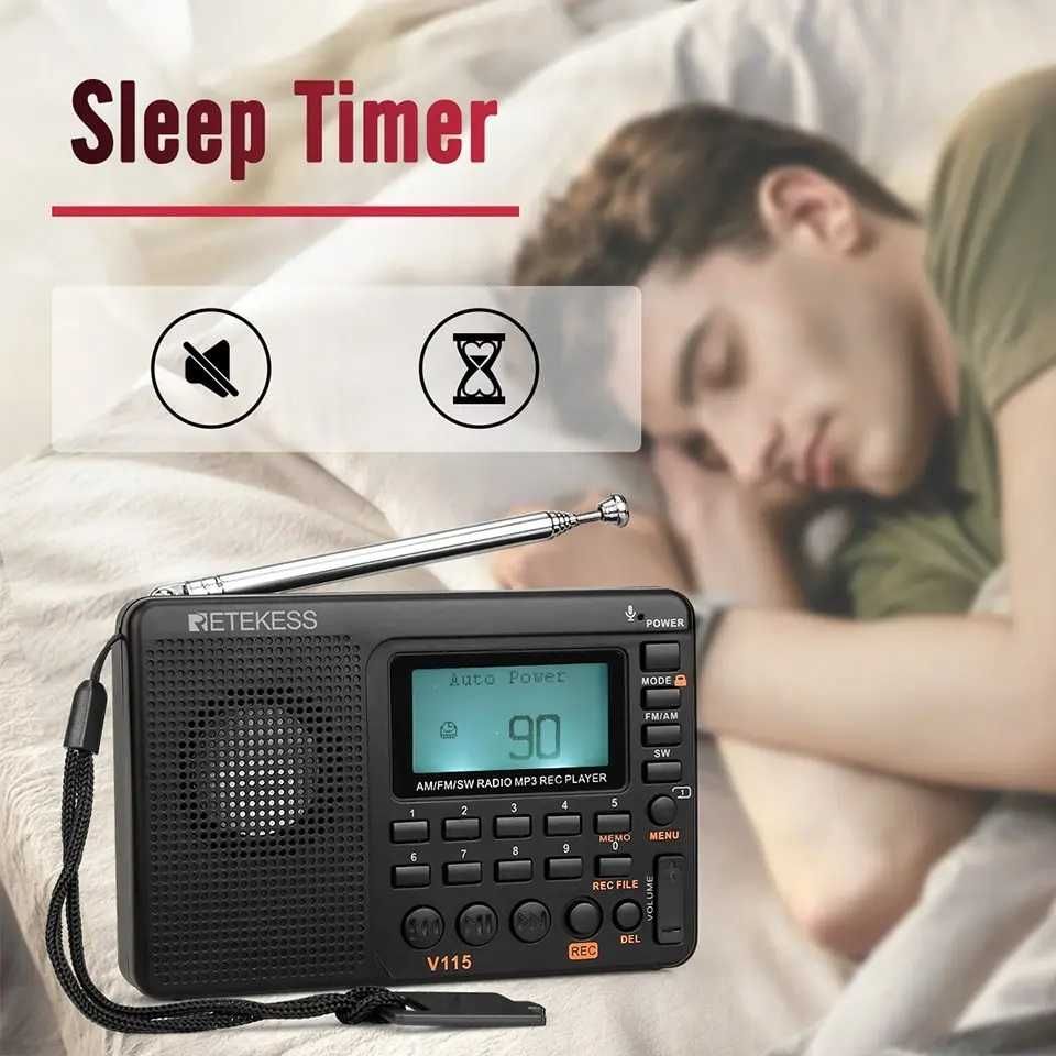 Качествено Портативно радио Retekess V115 AM/FM транзистор, MP3 и SD