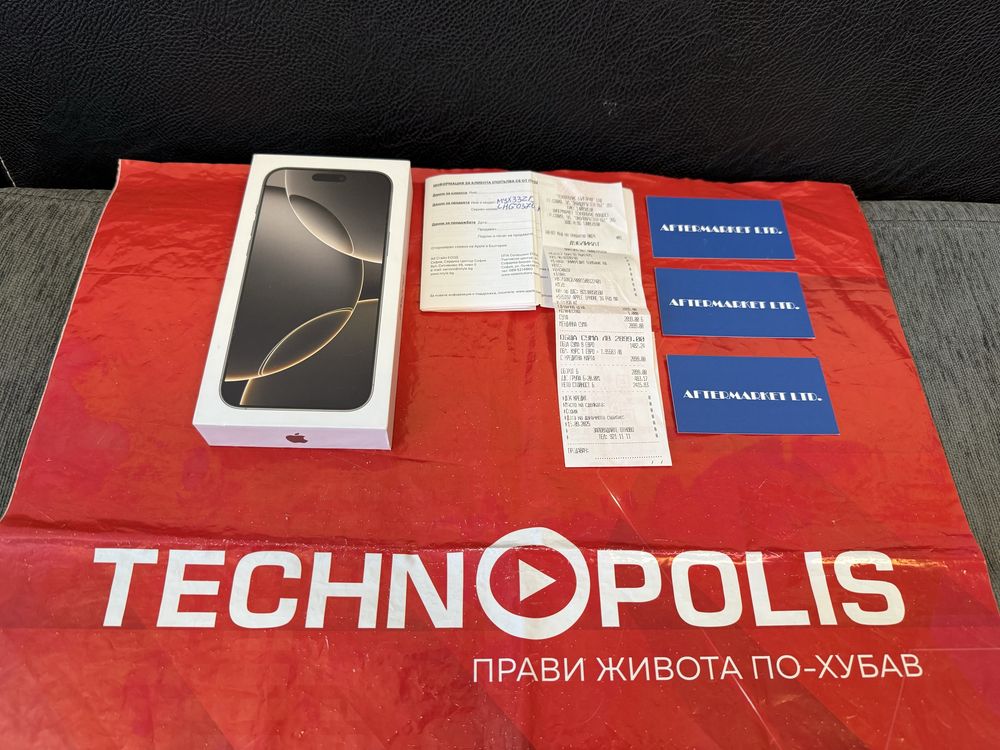 ЗАПЕЧАТАН 512GB iPhone 16 Pro Max Technopolis Гаранция 2027 Natural