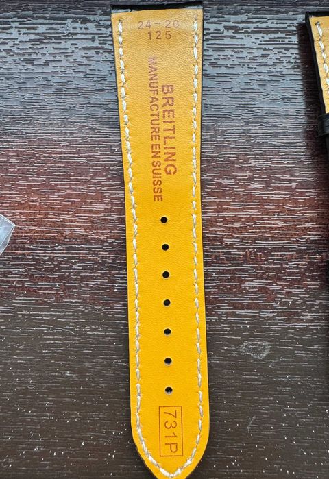 Curea din piele pentru ceas Breitling latime 24 mm neagra