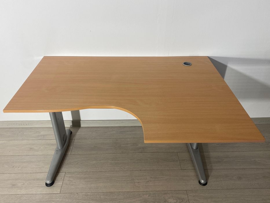 4 Buc. Birou Mare, Profesional, Lemn Stejar Deschis, Picioare Metalice