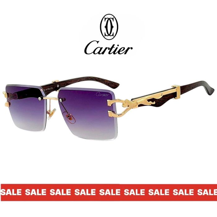 Cartier B PANTH слънчеви очила 2026 – дървена рамка с пантера