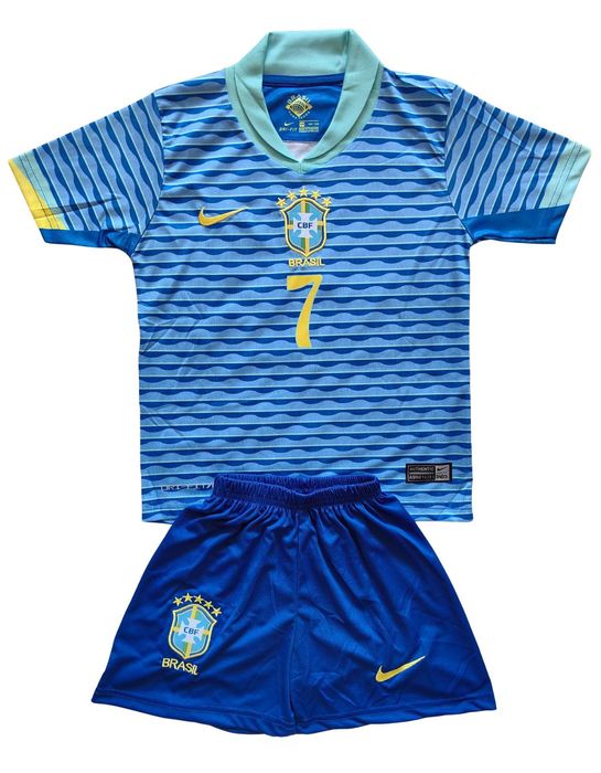 Детски футболен екип Бразилия Винисиус тениска Vini Jr комплект Brazil