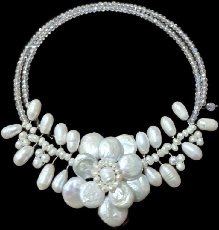 Colier perle autentice cu cristale