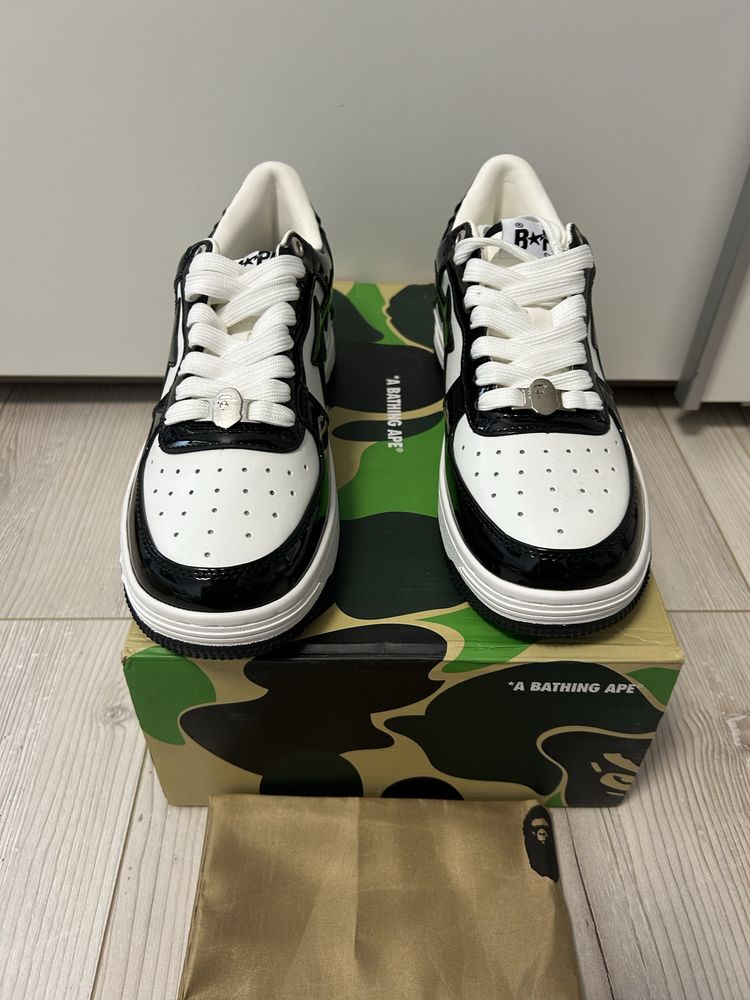 Adidasi Bapesta Alb Negru