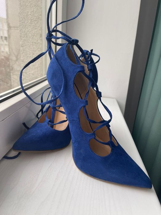 Pantofi Stiletto siret albastru 37 38