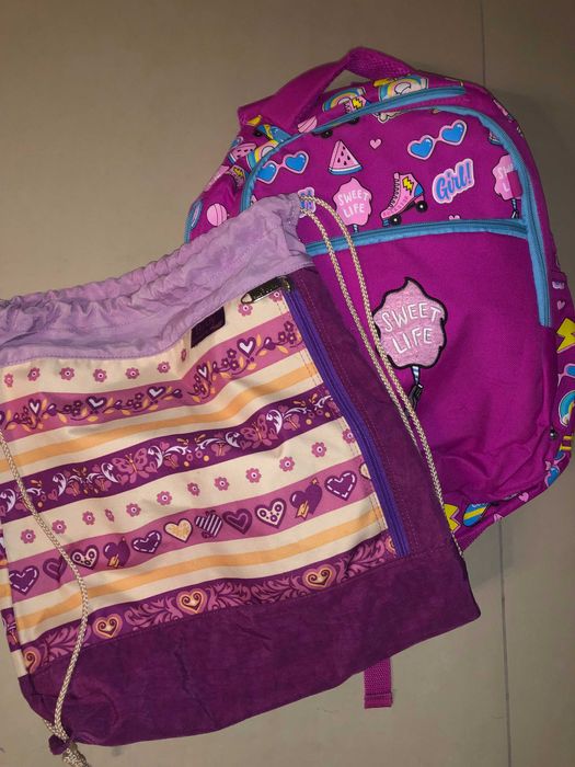 Set ghiozdan Sweet life&rucsac echipament sportiv, stare f. buna