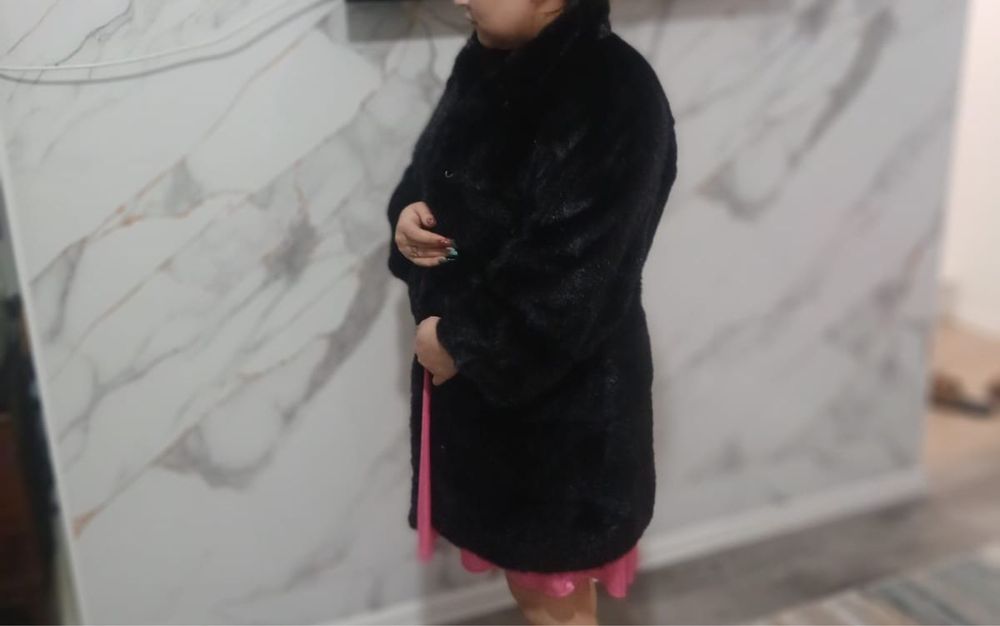 Шуба норковый до колен оверсайз размер 44 48