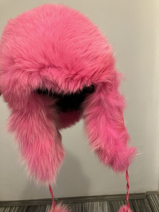 Caciula blana naturala de vulpe