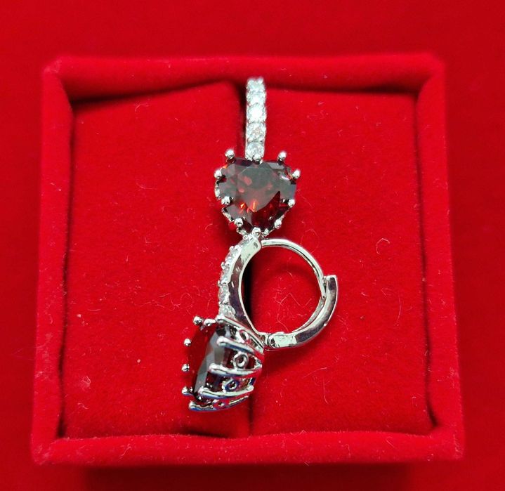 GP76, cercei placati cu aur alb 18k,incuietoare sigura,zirconiu inima