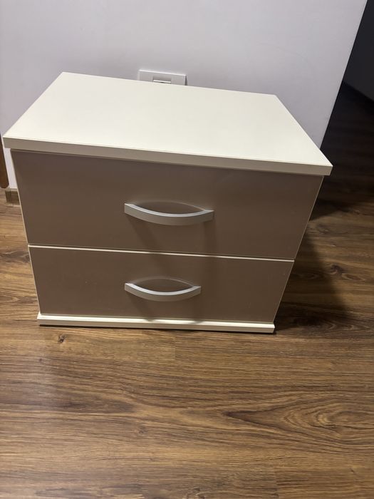 Noptiere alb cu bej din mdf