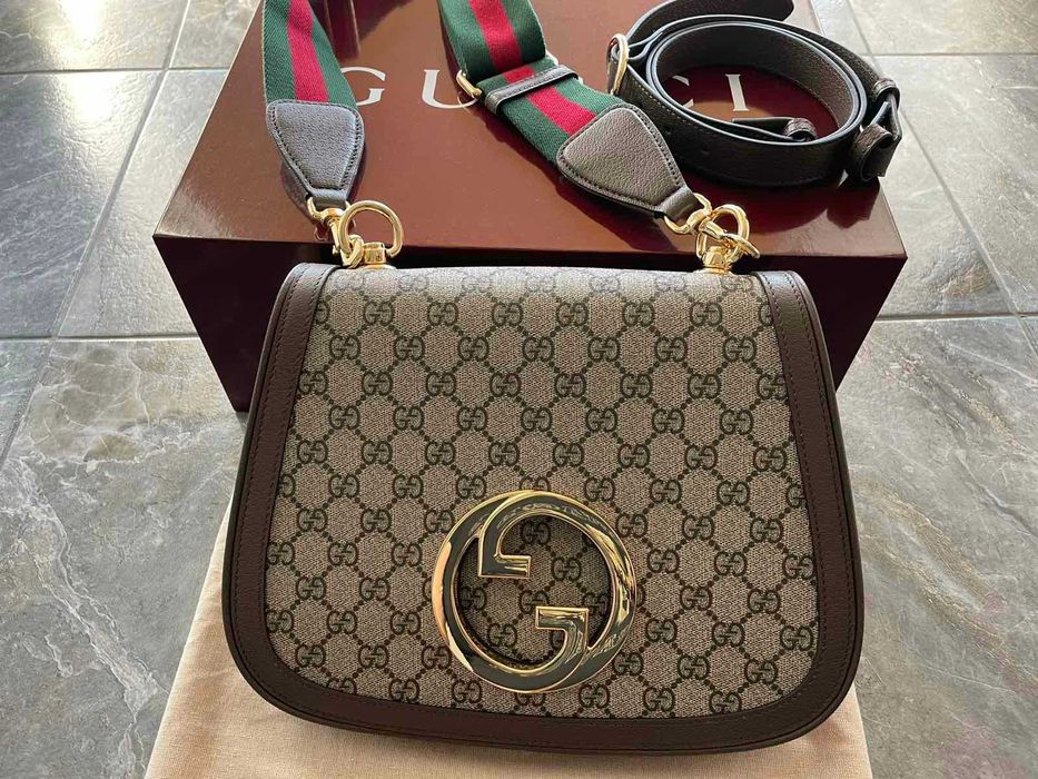 GUCCI Дамска чанта Гучи Blondie Кожена Текстилна презрамка Автентична