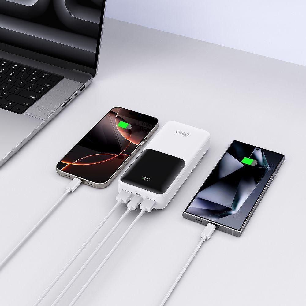 Допълнителна батерия tech-protect pb02 power bank 20000mah 22.5w бяла