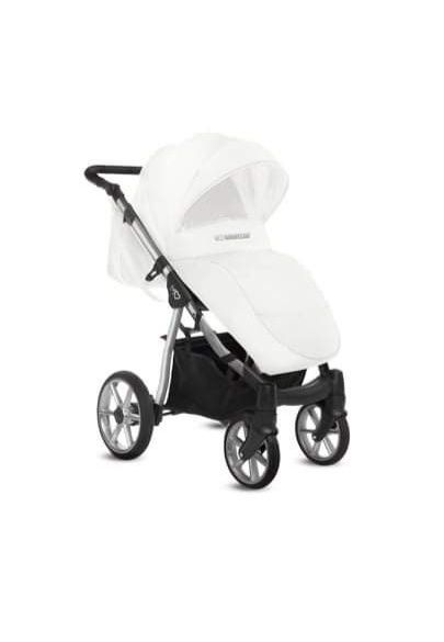 Комбинирана количка Baby Active Mommy Glossy Silver, 2в1, Бял