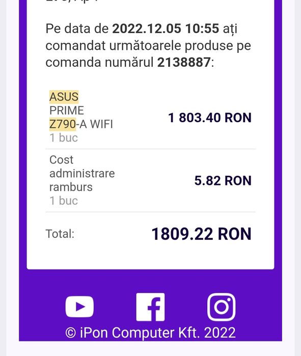 Pachet placa de baza Asus z790 Wifi+proceaor intel i913900k