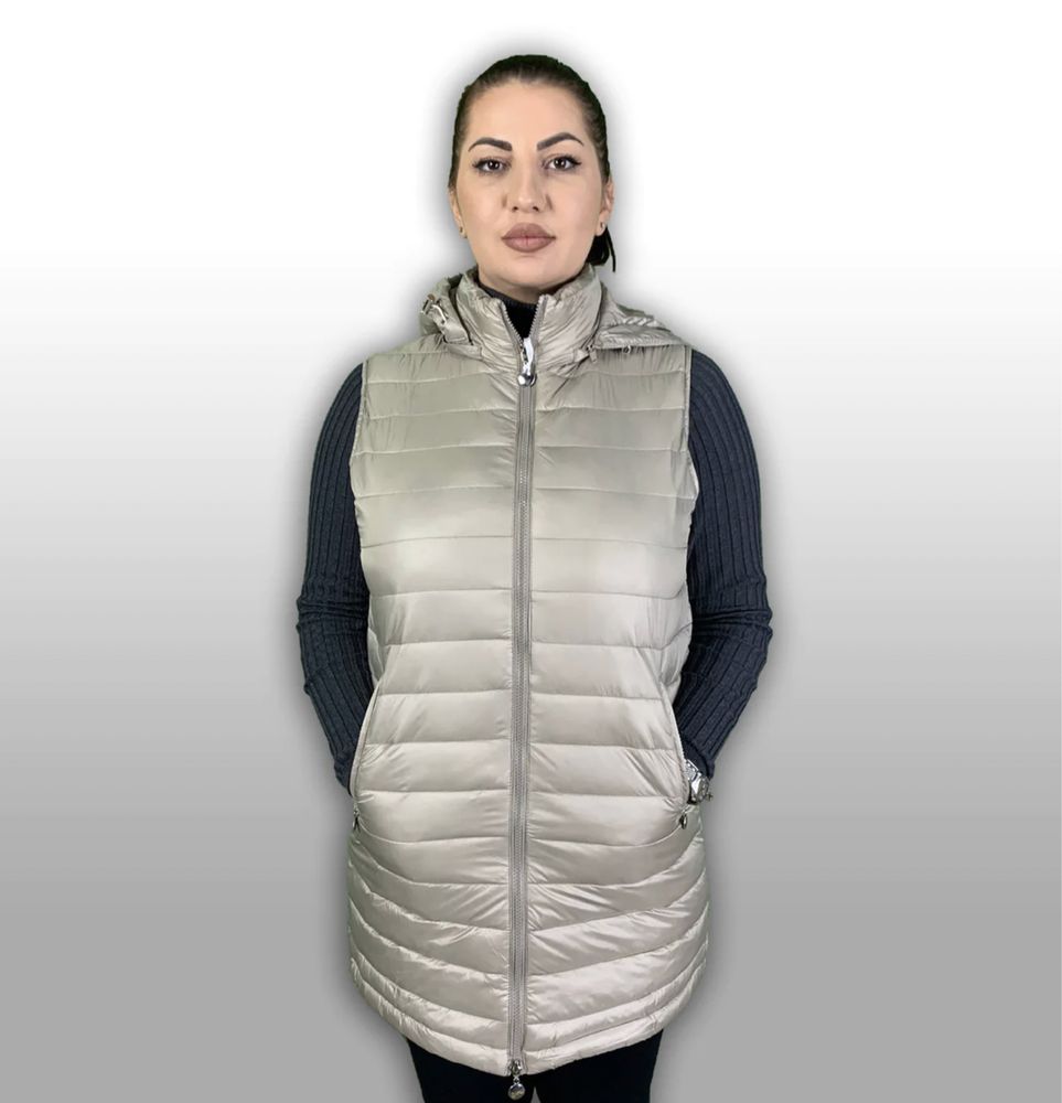 Vesta de dama de fas matlasat, lunga, marimi mari 46-56 XL-6XL