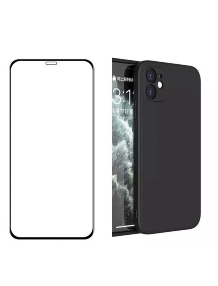 Husa Slim Silicon Tpu 0.3 si Folie Sticla Curbata Iphone 11 12 PRO MAX