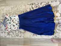 Rochie satin și dantelă pictată