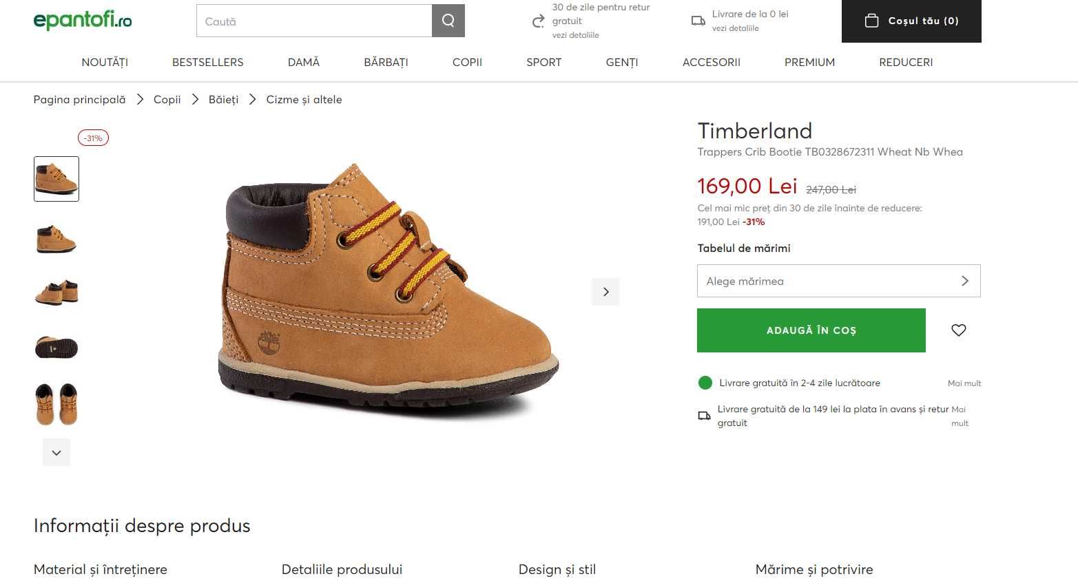 Ghete copii Timberland