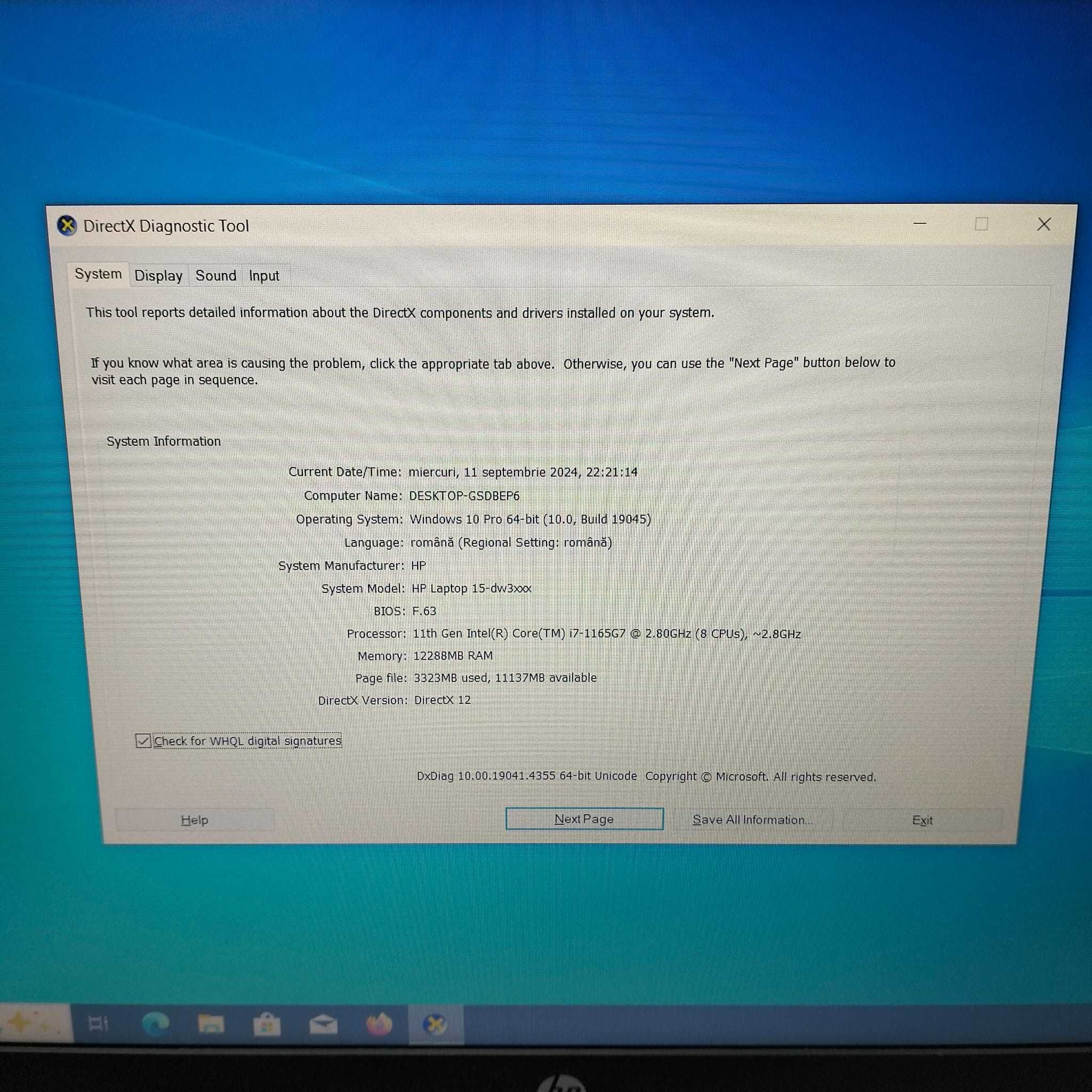 Laptop HP 15-dw i7-1165G7 15.6" RAM 12GB SSD 256GB Zeus Amanet 28414