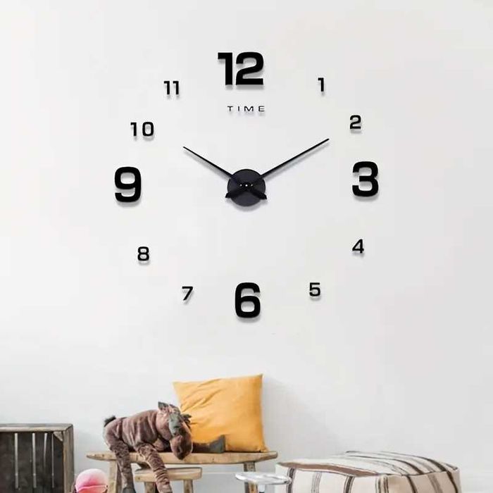 Настенные самоклеящиеся безрамные акриловые 3D часы (90см - 120см)