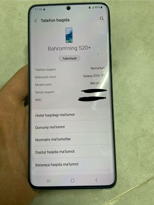 S20+5g ideal xotira:256gb