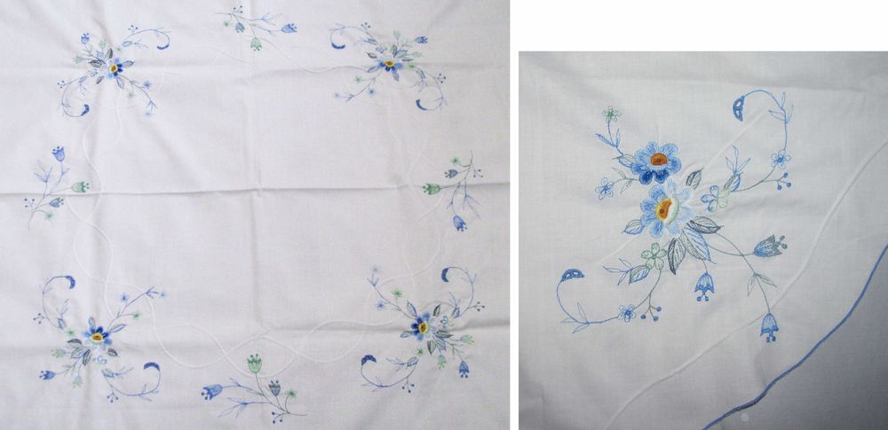 Покривка за маса кръгла бродирана Ленена, отлични