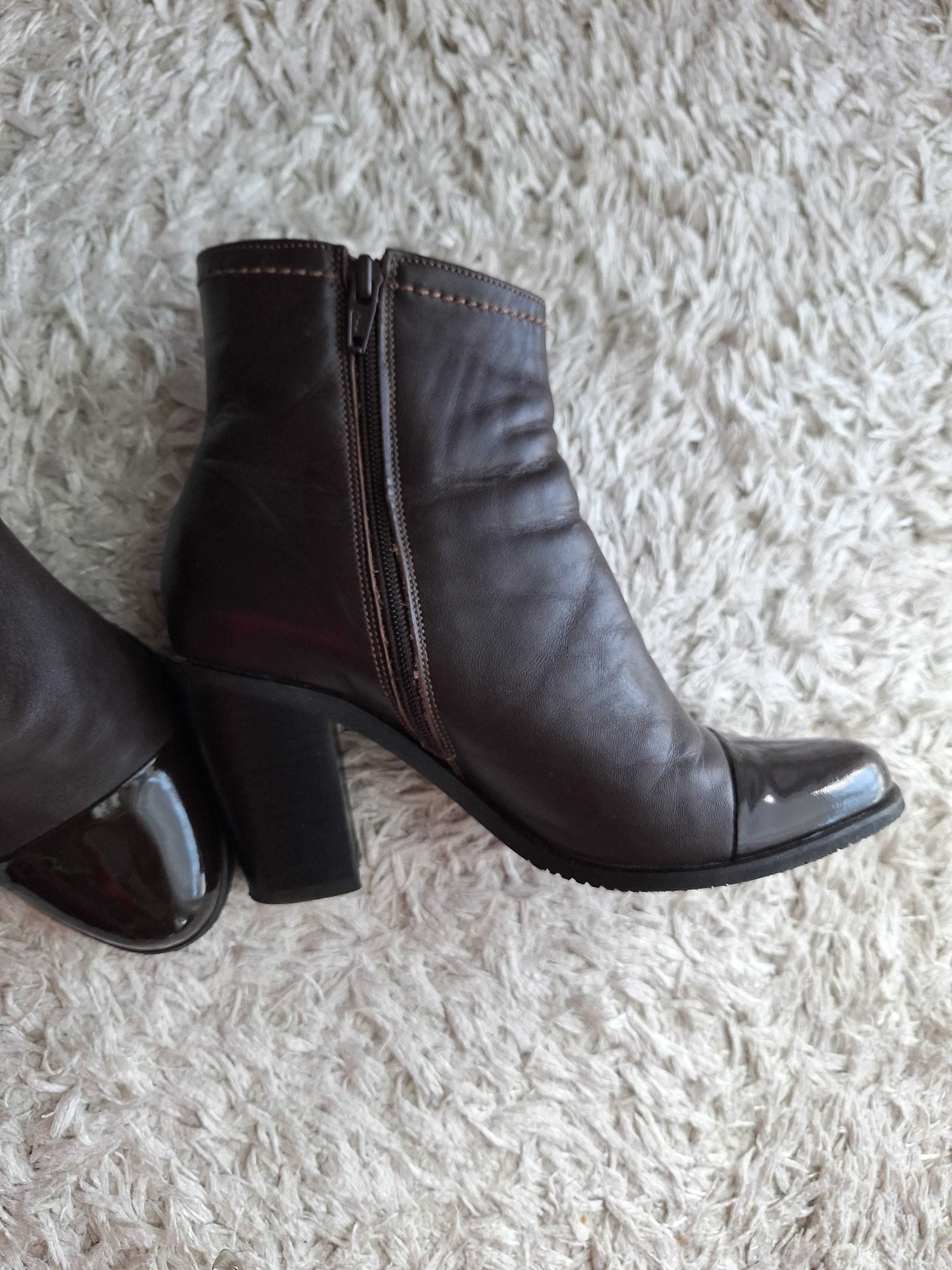 Botine piele+piele lacuita marime 37