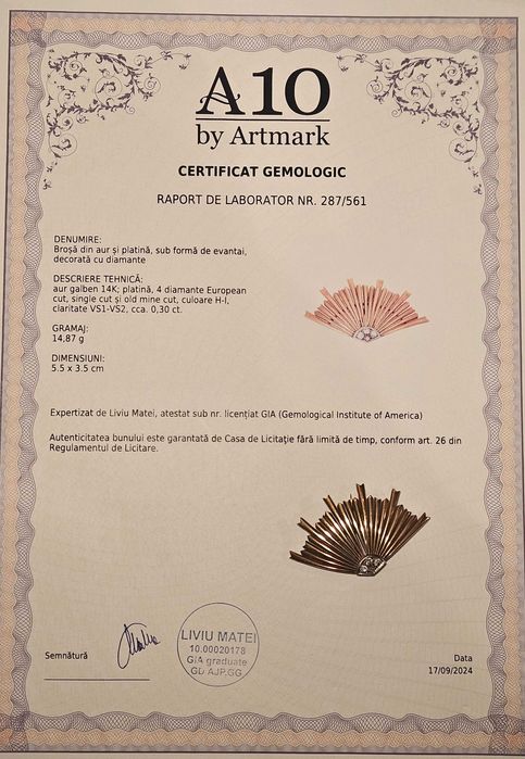 bijuterie - brosa Aur cu diamante