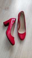 Pantofi toc rosii 38 + rochiță rosu negru M