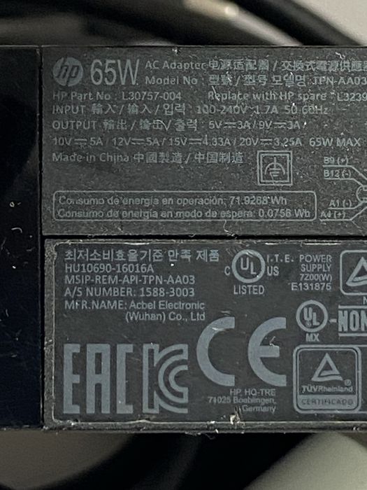 Incarcator original laptop HP mufa type C model TPN-AA03 65W