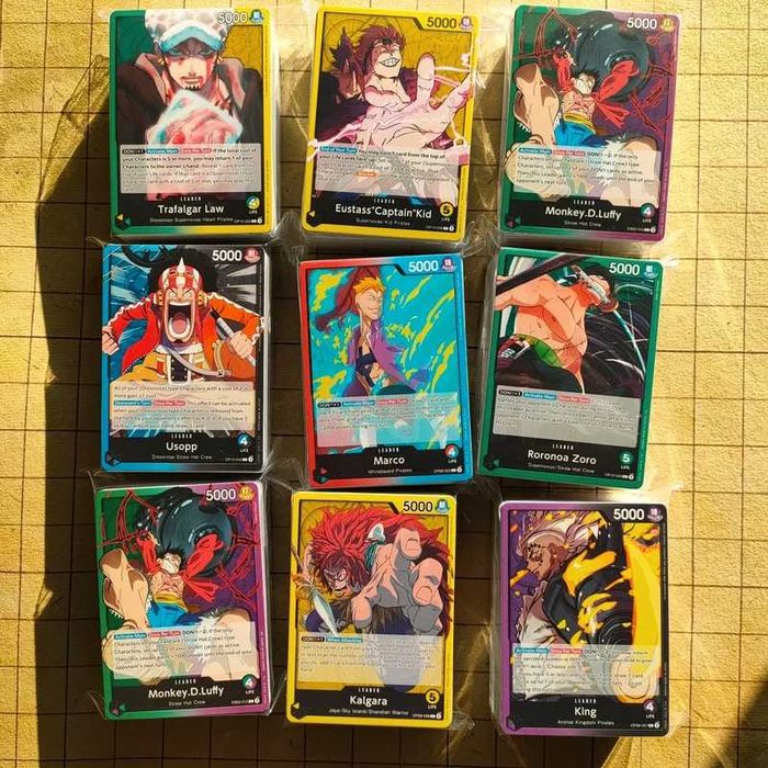 Set cărți One Piece TCG – Lot Misterios 75 Cărți – Cu Rare & Leaders