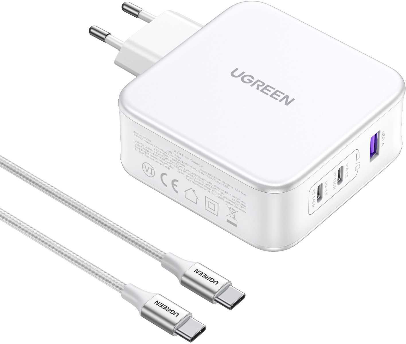 Зарядка на 2xUSB-C+1 USB, 140W и  200W Gan X UGREEN