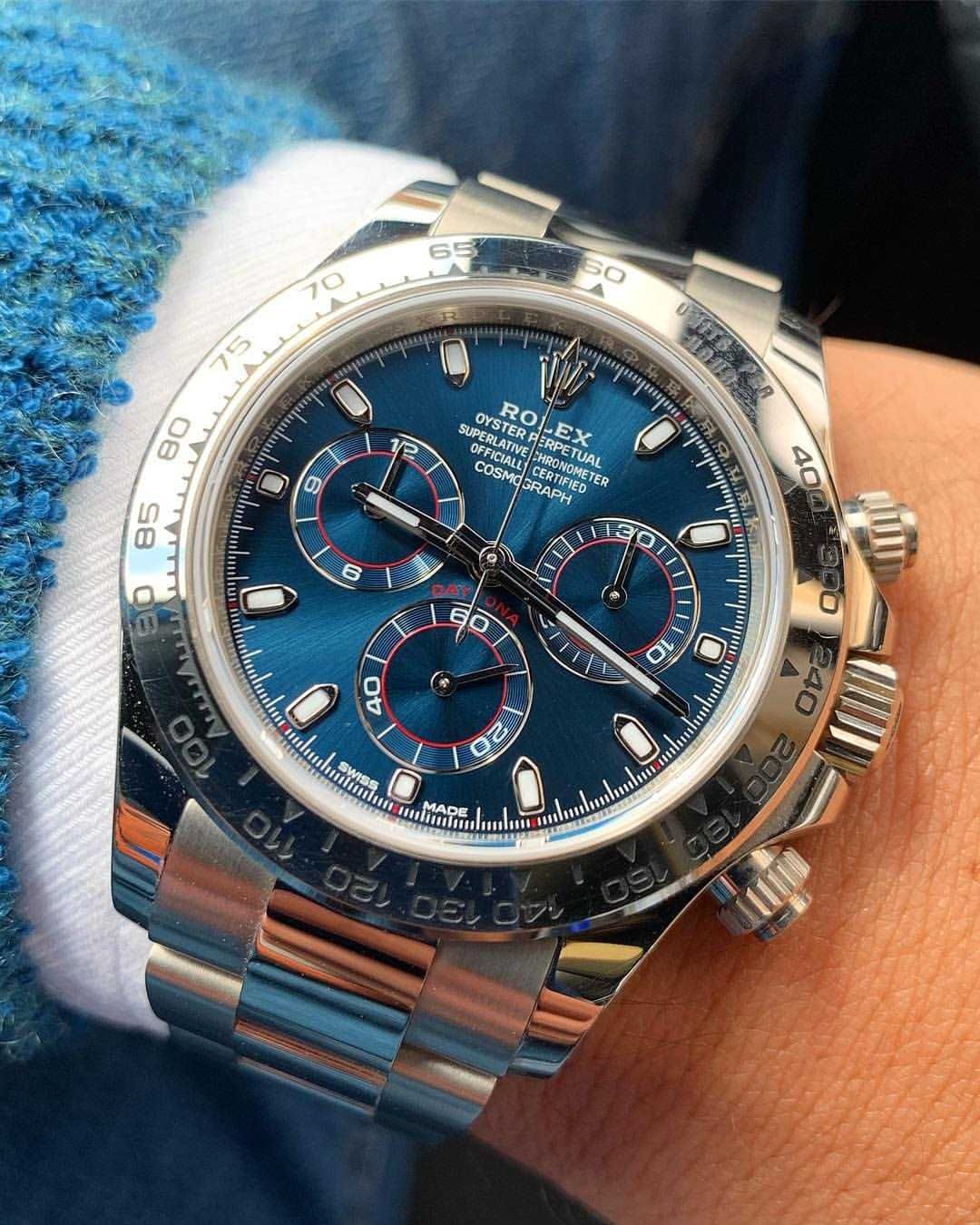 Часовници Rolex Daytona сребристо-синьо