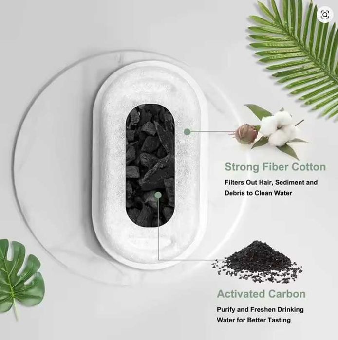 Filtre carbon activ + burete, pentru fantana apa pisici / 15 buc