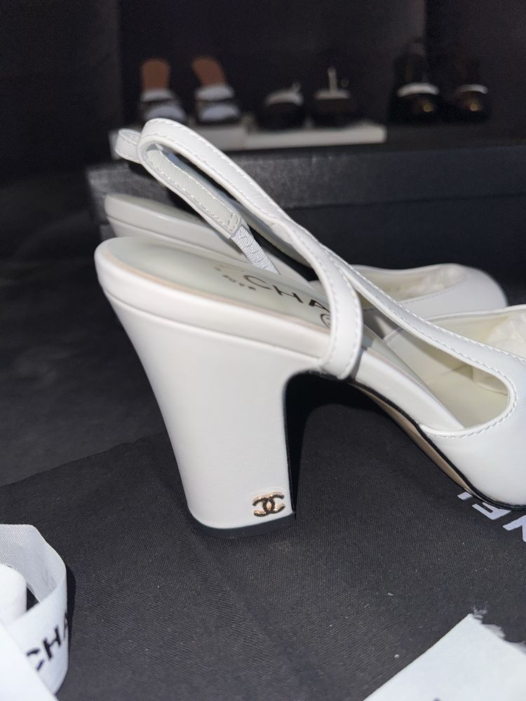 Pantofi Chanel Slingback- piele naturala/marime 39/full box