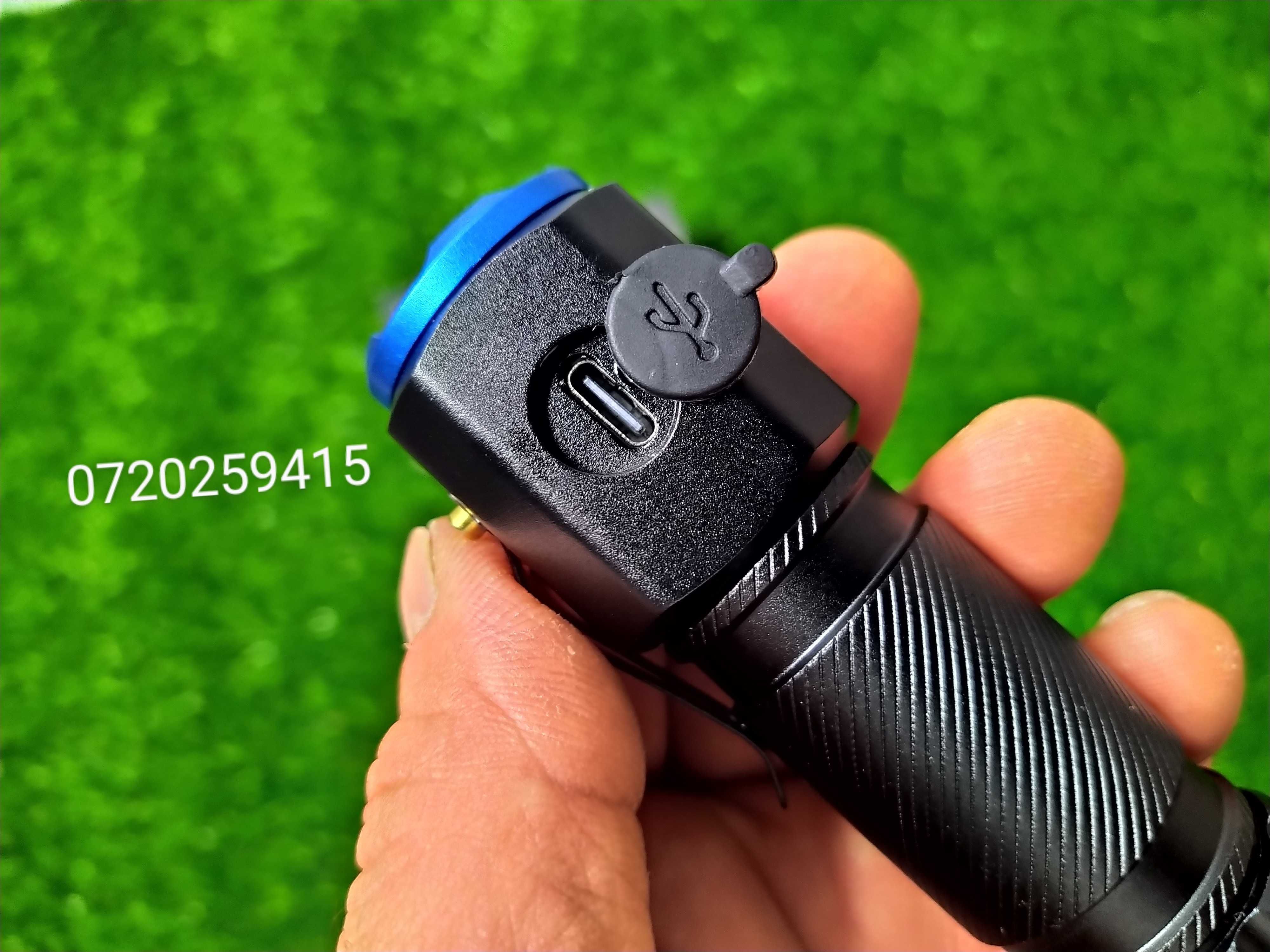 Mini lanternă COBA cu 3 LED-uri 3*P35, USB-C, lanternă puternică