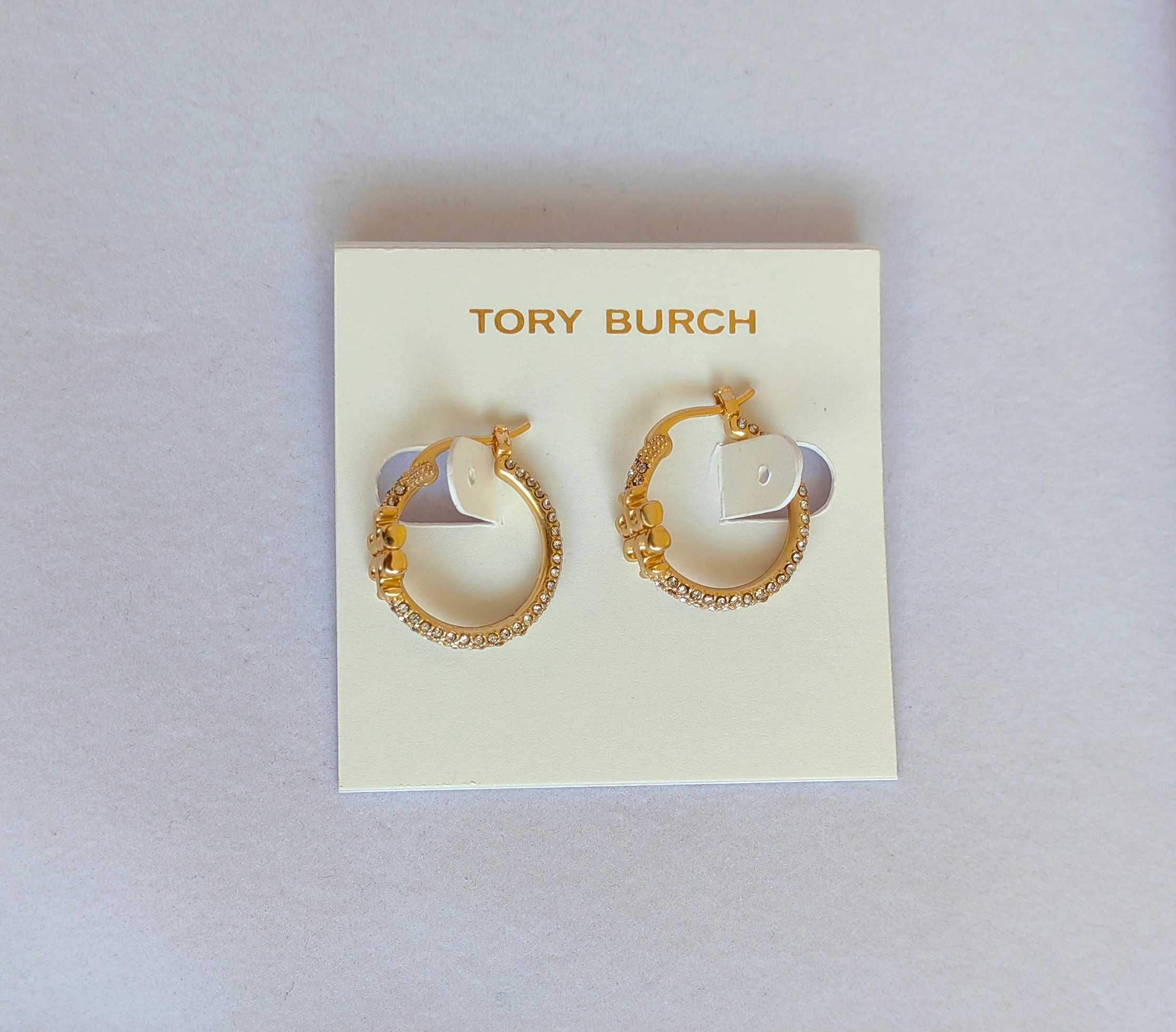 обеци на Tory Burch - small Miller stud hoop earrings