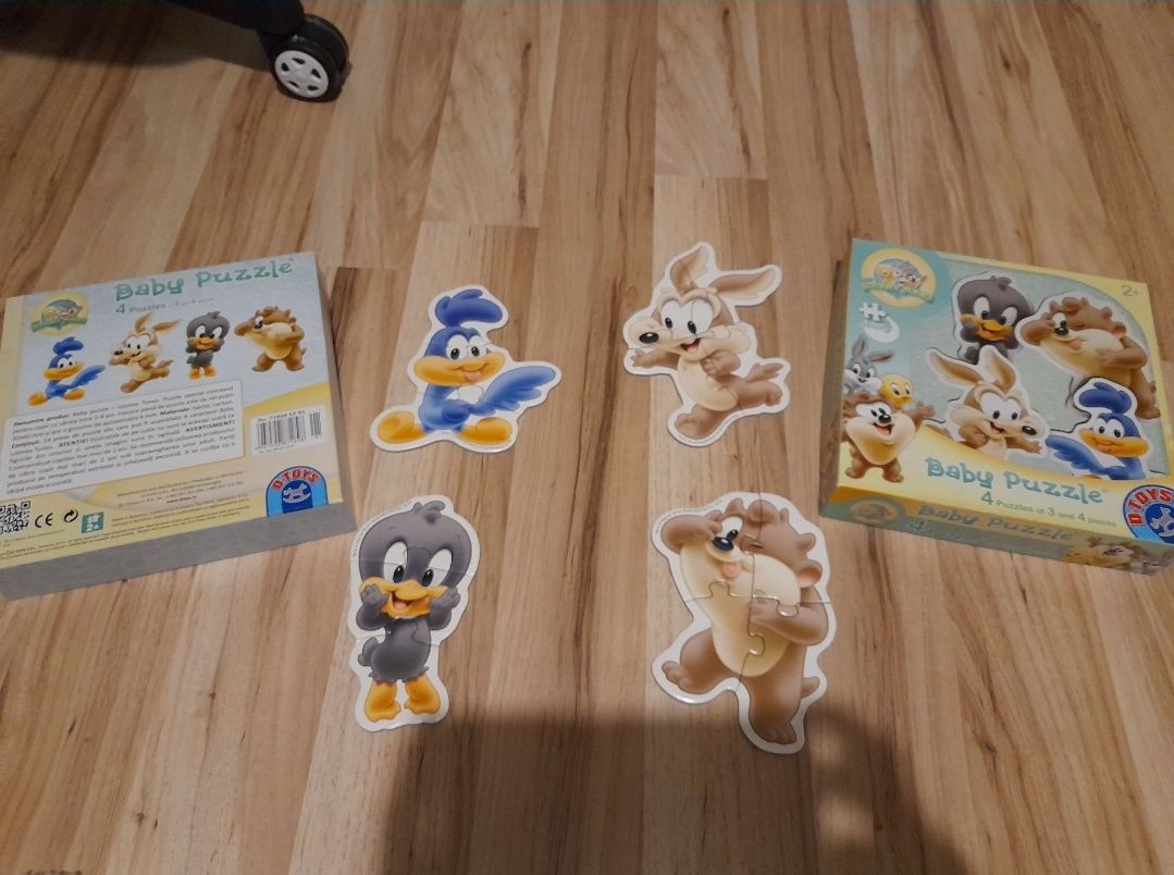 set 4 Puzzle bebelusi D-Toys-Baby Looney Tunes, Pastel albastru, 2,3,4