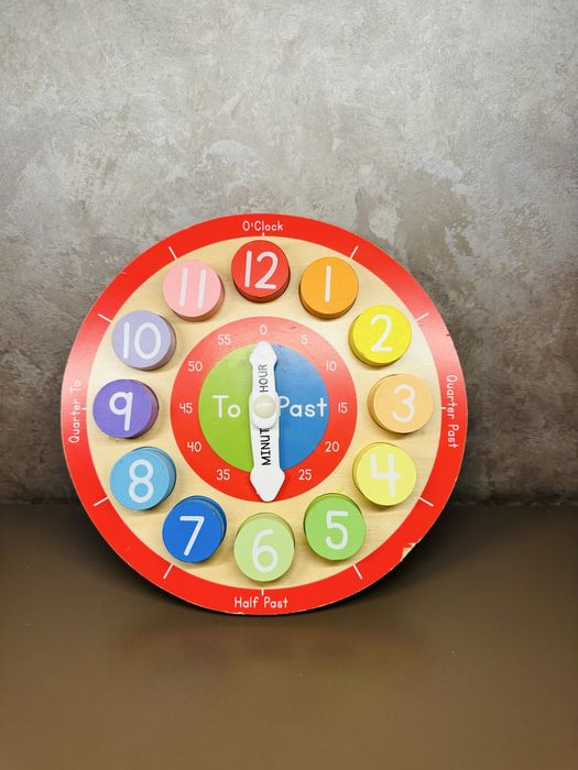 Ceas colorat din lemn, +18 luni, BigJigs
