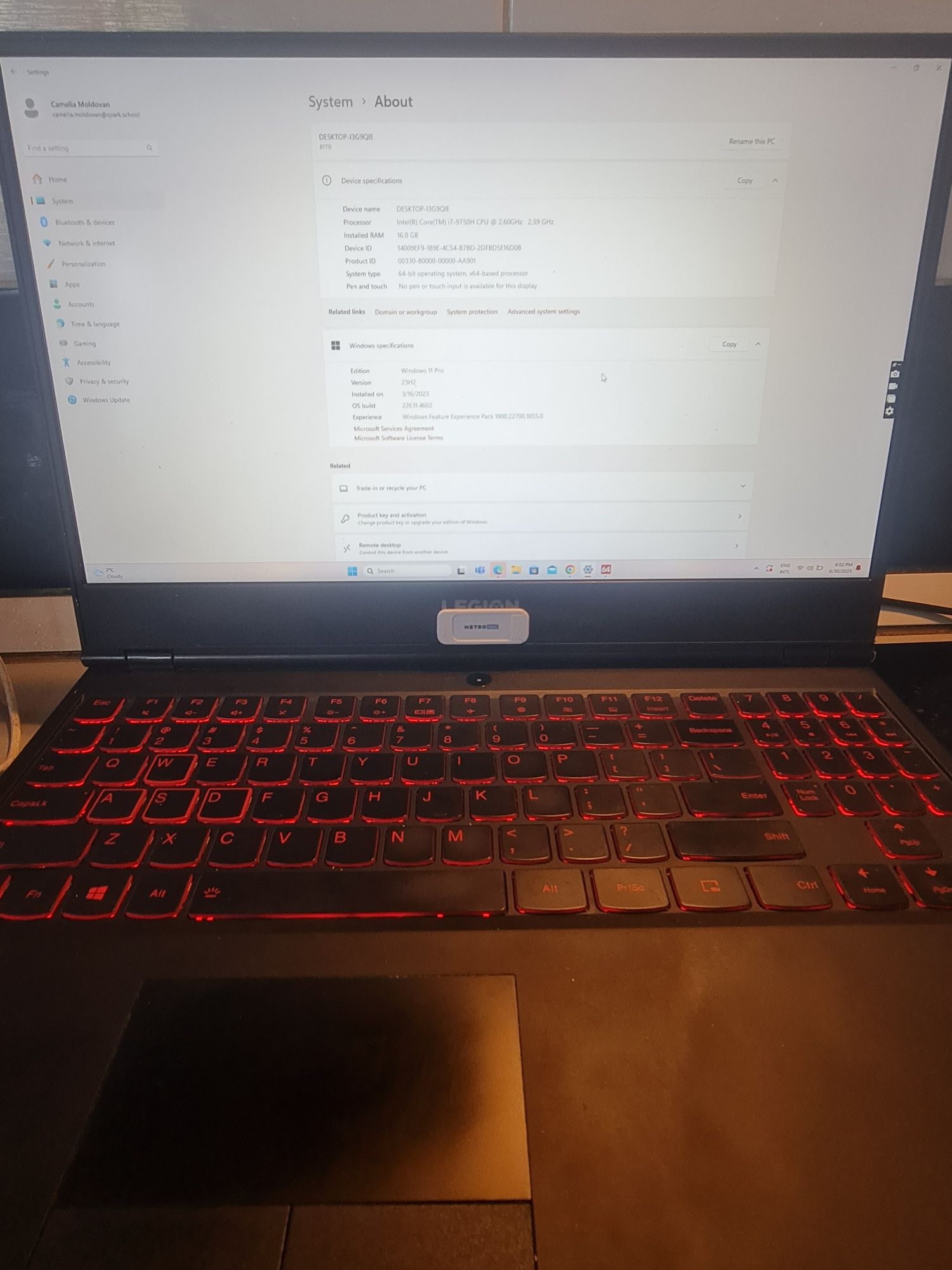 Laptop gaming Lenovo Legion y7000