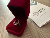Inel diamante, rubin, aur 18 kt