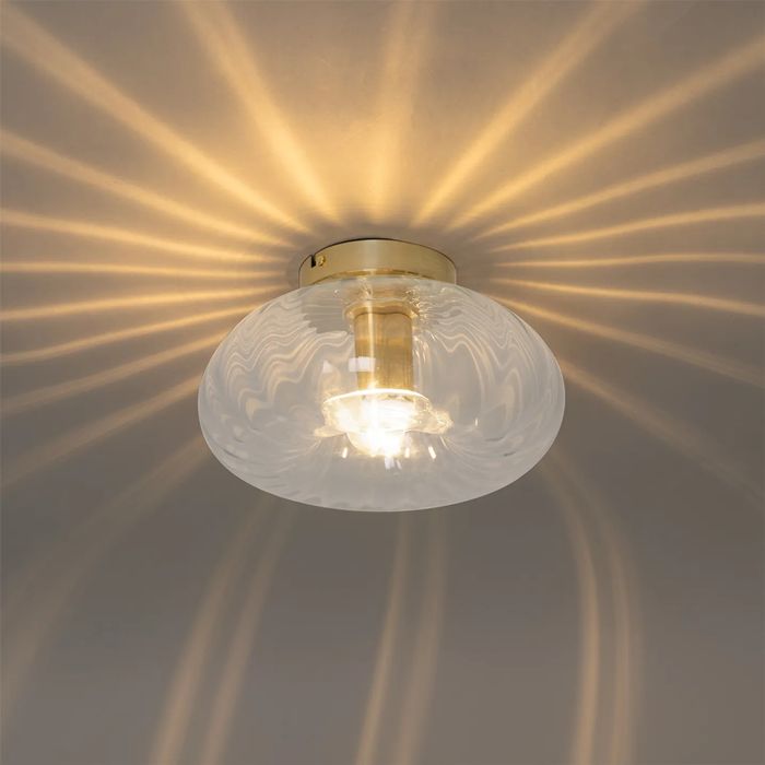 Plafoniera Art Deco aurie cu sticla, E27 - Ayesha