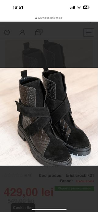 Bocanci Exclusives Bristol Croco Black, marimea 37