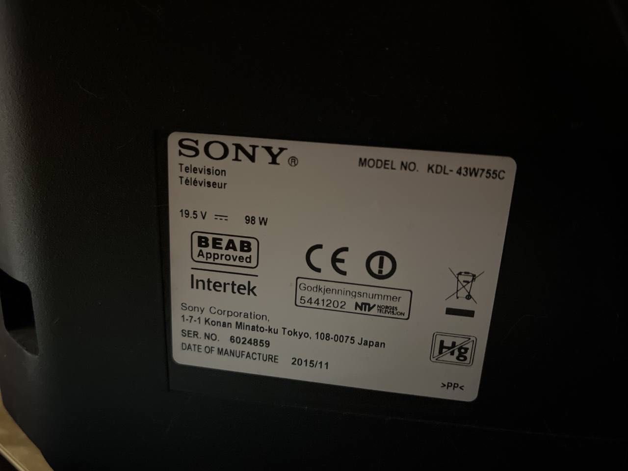Sony Bravia KDL-43W755C, Smart TV, LED 43'' (108 cm), Full HD, Slim