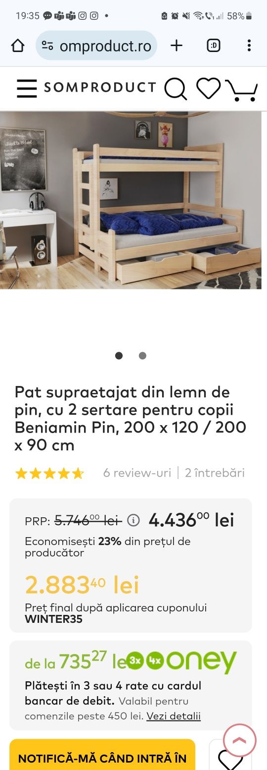 Super oferta!!! Pat supraetajat copii somproduct