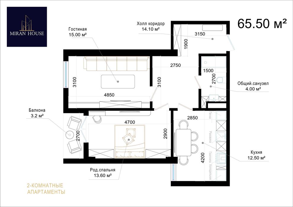 Navastroyka sotiladi. Продается квартира в ЖК MIRAN HOUSE