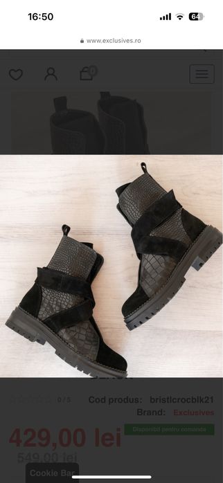 Bocanci Exclusives Bristol Croco Black, marimea 37